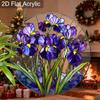 Acrylic Purple Iris Flowers Suncatcher, Stained Glass Effect Window Hanging Ornament for Garden & Flower Lover Gifts
