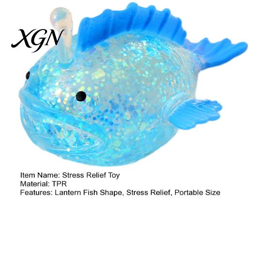 Healing Sensory Toy Lantern Fish Sugar Ball Clear Glitter Sea Squeeze Fidget Stress Soft Stretch Anxiety Relief Hand Relaxation Tool