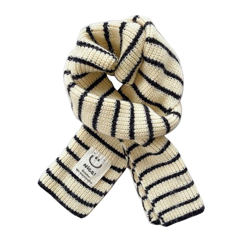 Children Neck Scarves with Stripe Pattern Warm Knitted Neckerchief Versatile for Children Fashionable Winter Accessories