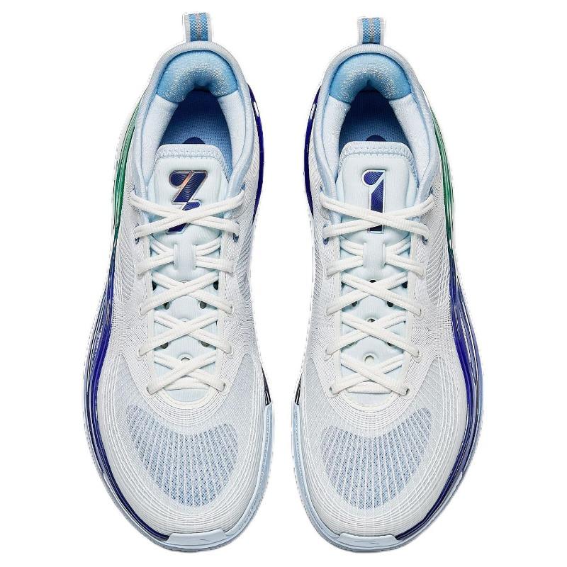 Anta Herren Splash 7 Dallas Schnürung Bequem Stilvoll Niedrig geschnitten Volle Länge Stickstoff-Technologie Basketballschuhe Weiß/Blau/Grün 112521131-5