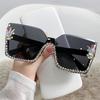 Rhinestone Shades Square Rimless Bling Bling Sunglasses With Diamond Designer Ladies Luxury Custom Logo Fashion Women Sunglasses