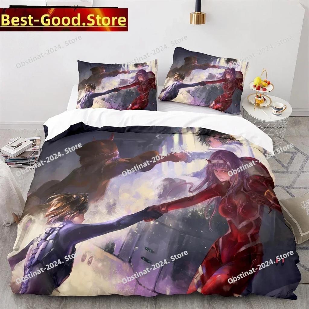 Darling In the Franxx Anime Bedding Set Printed single Comforter Quilt Bed Duvet Cover Pillow Case 3 Pieces Sets Kids Adult Size
