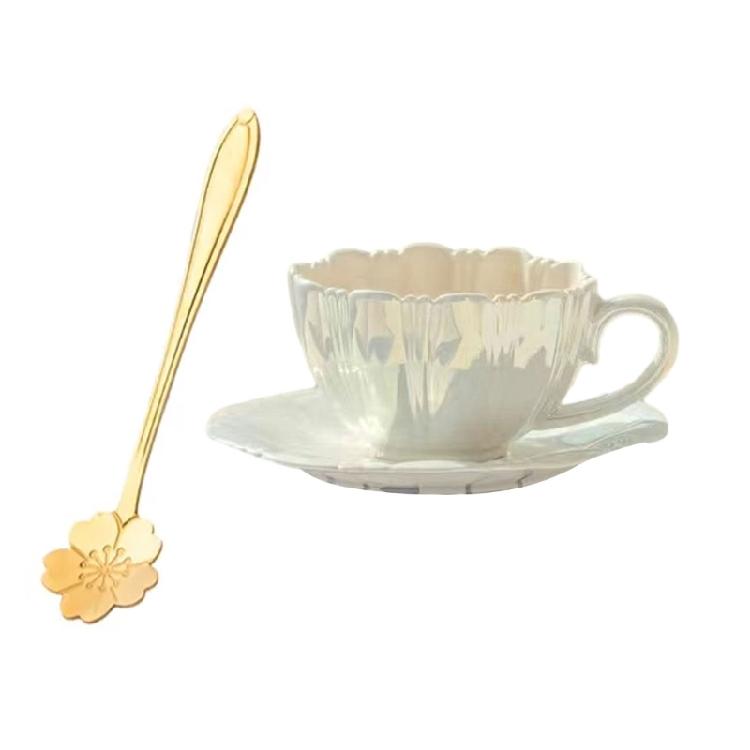 Innovative Flower Marked Cup Ceramic Unique Drinkware Petals Ceramic Coffee Cup