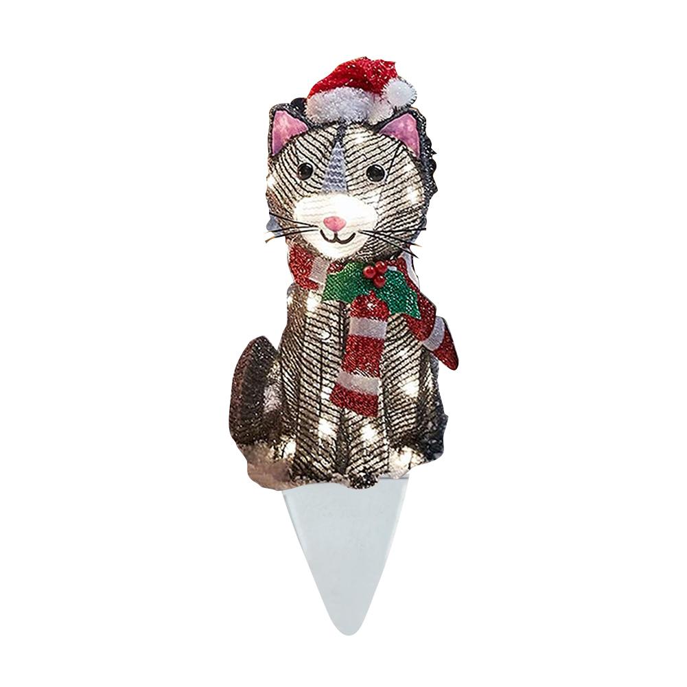 Christmas Light Up Animals Figurine Wearing Xmas Hat Bright Lights Animal Ornament Acrylic for Home Garden Front Pathway Walkway