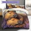 Capybara und Grasland Muster Bettwäsche Heimdekoration Geburtstagsgeschenk (1 Bettbezug + 2 Kissenbezüge, ohne Füllung)