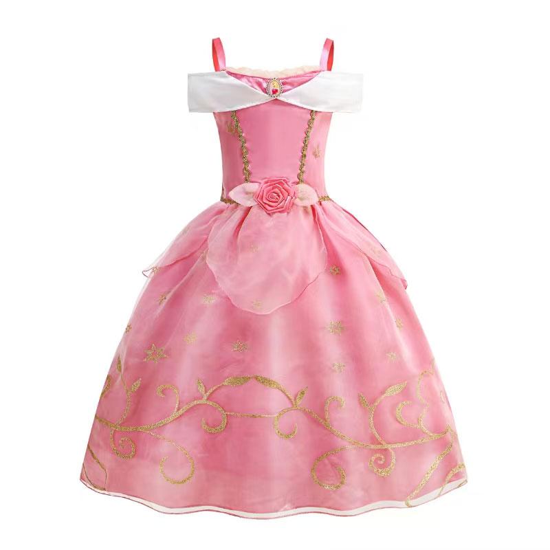 Girls Princess Costume Children Halloween Cosplay Vestidos Birthday Party Carnival DressUp Rapunzel Belle Aurora Disguise