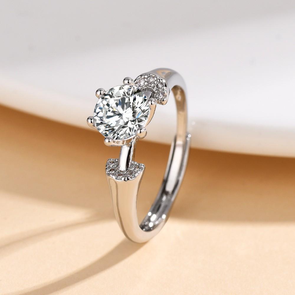 TikTok Influencer Inspired Moissanite Six-Prong Wedding Ring for Women - One Carat Jewelry