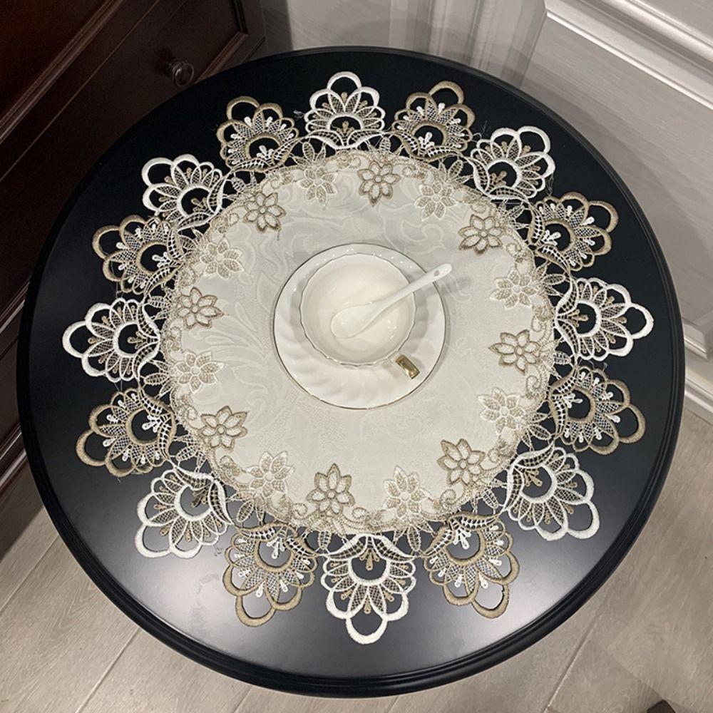 Banquet Decoration Lace Trim Antifouling Table Cover Table Runner Tablecloth Embroidered Tablecloth