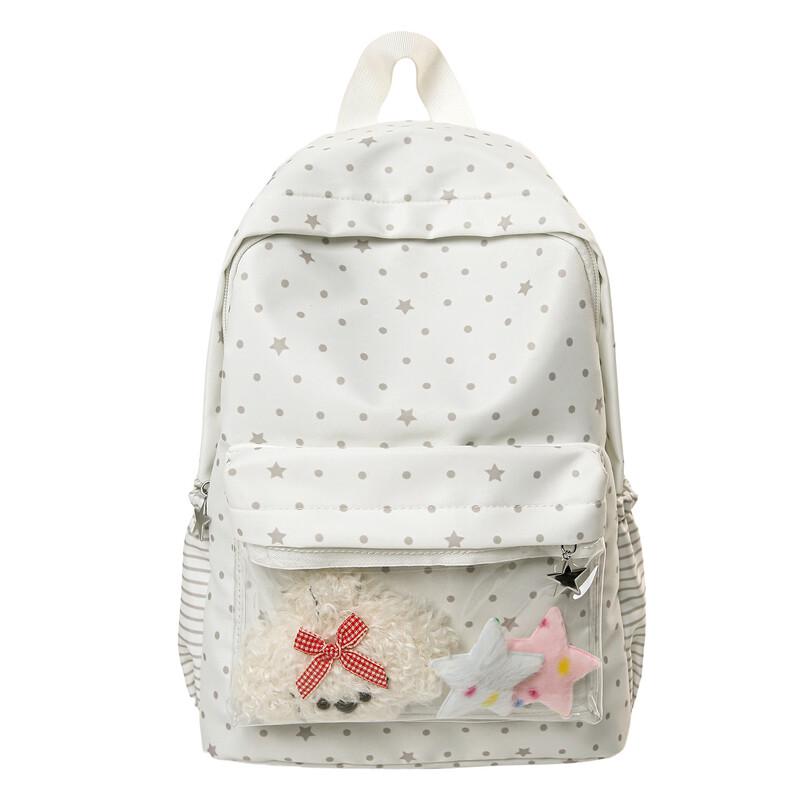 Carloge Women s Polka Dot Student Backpack with Pendant