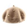 Berretto da bambino in materiale di lana moda con perle Cappellini da bambina retrò in tinta unita per 3-8 anni
