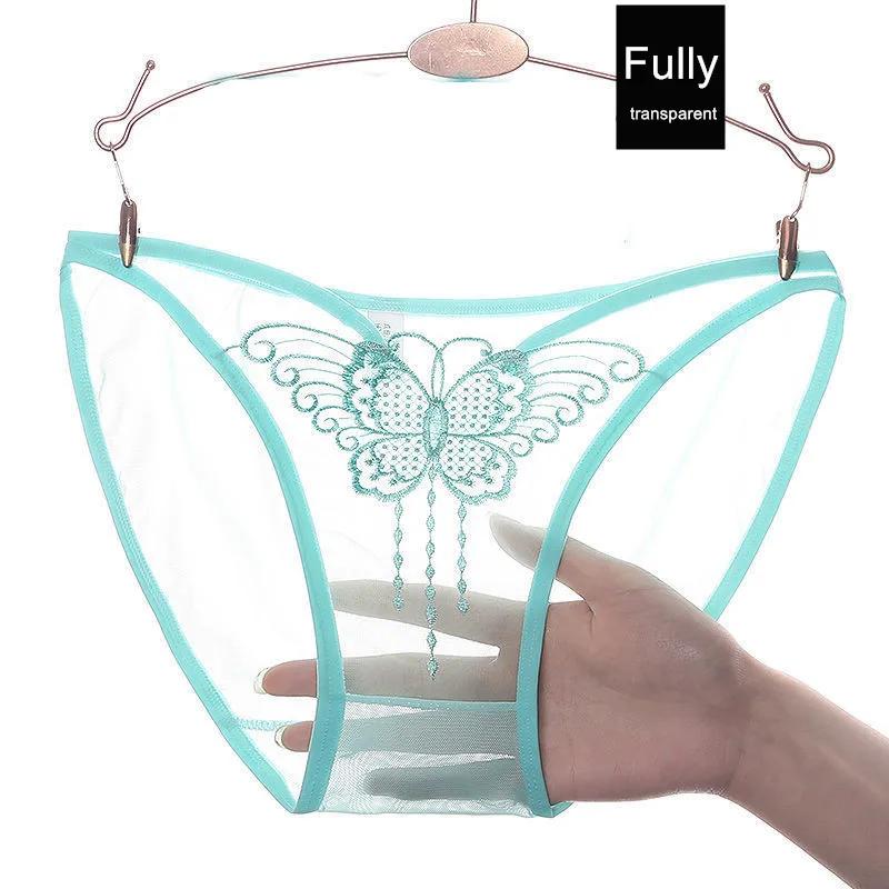 Fully Transparent Panties Women Sexy Hollow Butterfly Low-Rise Briefs Seamless Lingerie