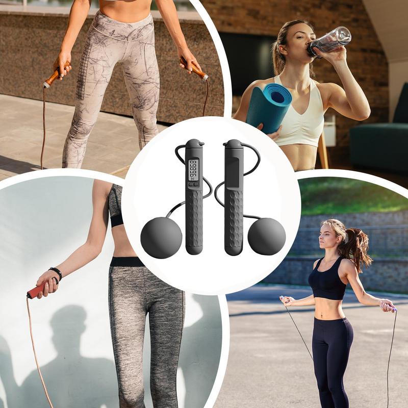 Cordless Jump Rope With Counter Home Workout Equipment Skipping Rope With Heavy Balls Sports Fitness Training Exercise Workouts