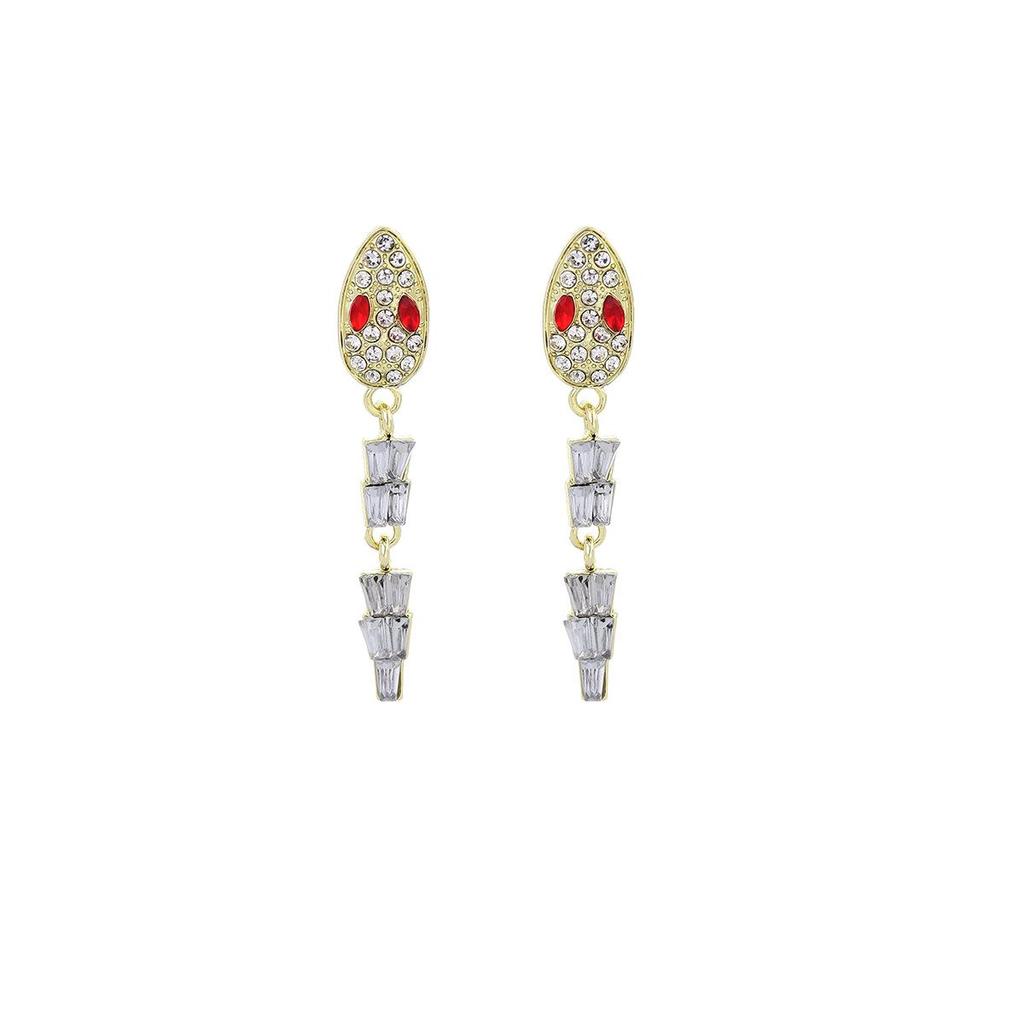 Exquisite Diamond-Studded Snake Earrings: Luxurious Silver Needle Zodiac Fashion for Women