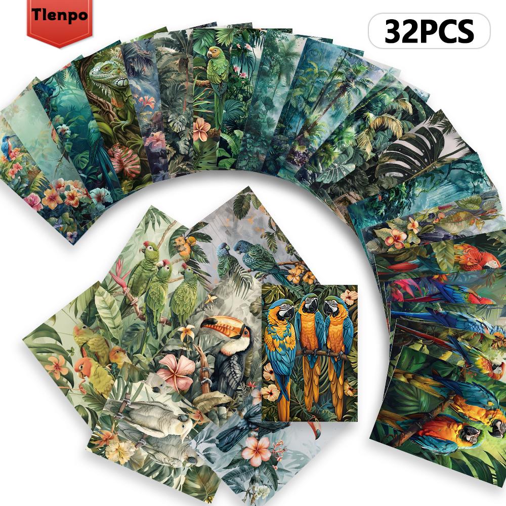 32pcs, Tropical Rainforest Postcard, Nature, Birthday/Anniversary Gift, Collectible, Suitable for Gift Giving, Mailable.