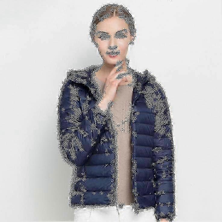 Women Ultra Light Down Jacket Whie Duck Down Hooded Jackets Long Sleeve Warm Slim Coat - DSW