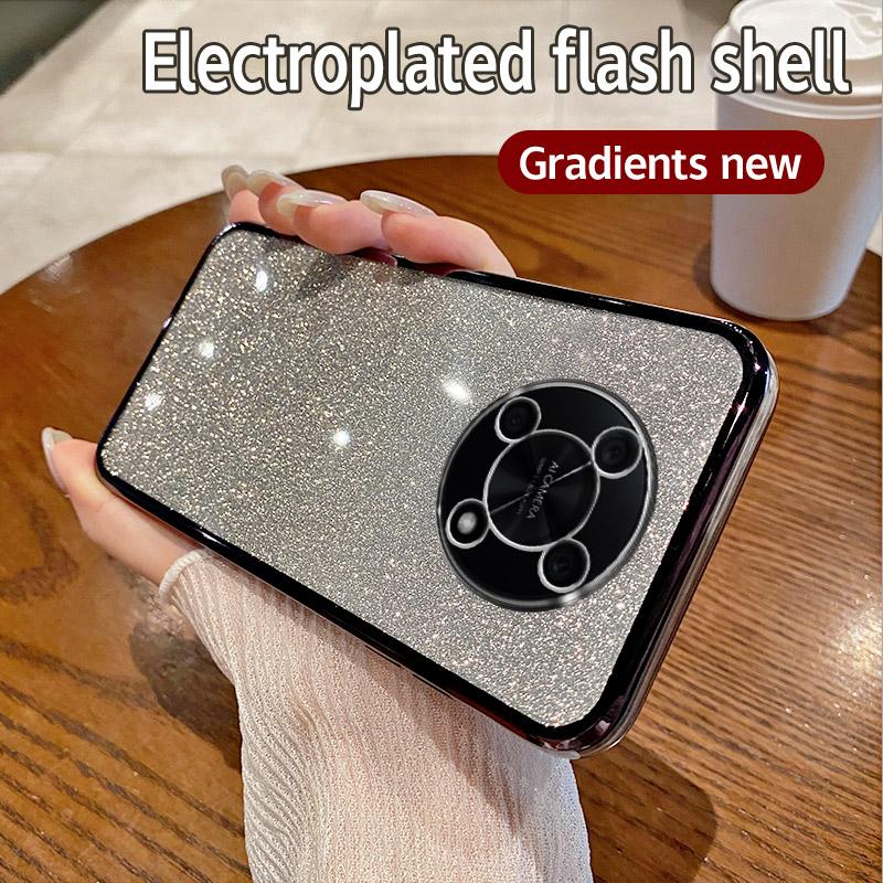 For Huawei Nova Y90 Case Huawei CTR-LX2, CTR-LX1, CTR-LX3 Phone Case Shiny Glitter Plating Silicone Camera Lens Soft Back Cover