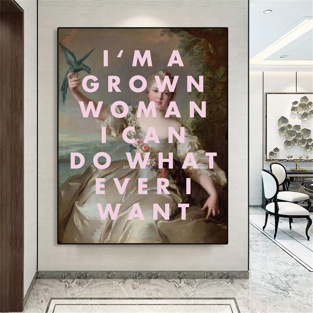 

Сучасний феміністський плакат із настінним мистецтвом. Я можу робити все, що хочу. Принти. Марія Антуанетта. Смішне мистецтво. Картина на полотні. Художній декор для спальні. 21x30 No Frame