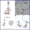 925 Silver Pink Heart Wings Skating Shoe Aircraft Camera Charms Beads Pendant Fit Qikaola 925 Original Bracelet Jewelry