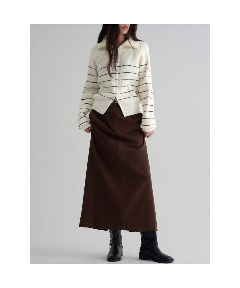 8SECONDS Poly Peach Belted Skirt Brown