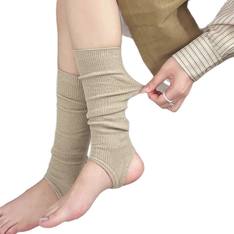 Limited Offer: Women's Autumn/Winter Vertical Stripe Slimming Stirrup Leg Warmers with Toe Separator