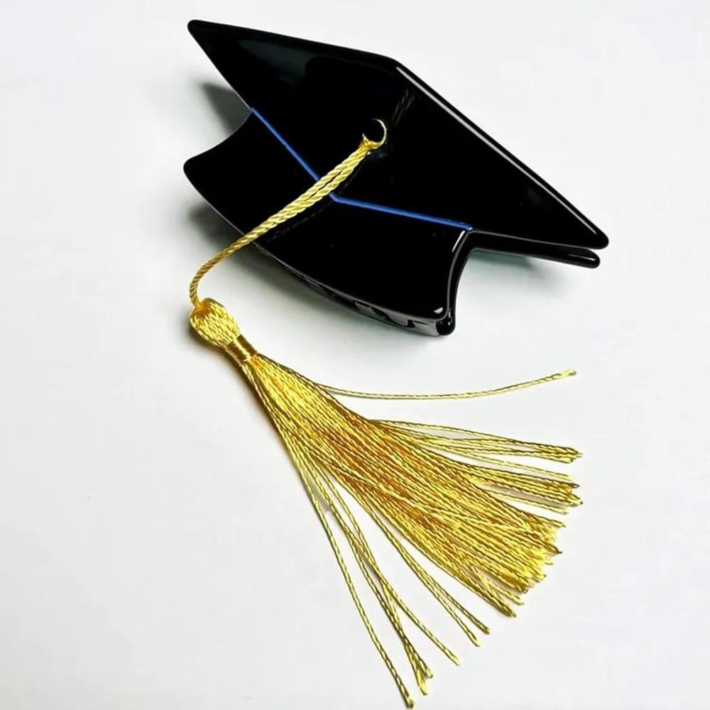 Chapeau de diplôme à pampilles jaunes Pince à cheveux Accessoire de coiffure créatif pour la remise des diplômes Filles