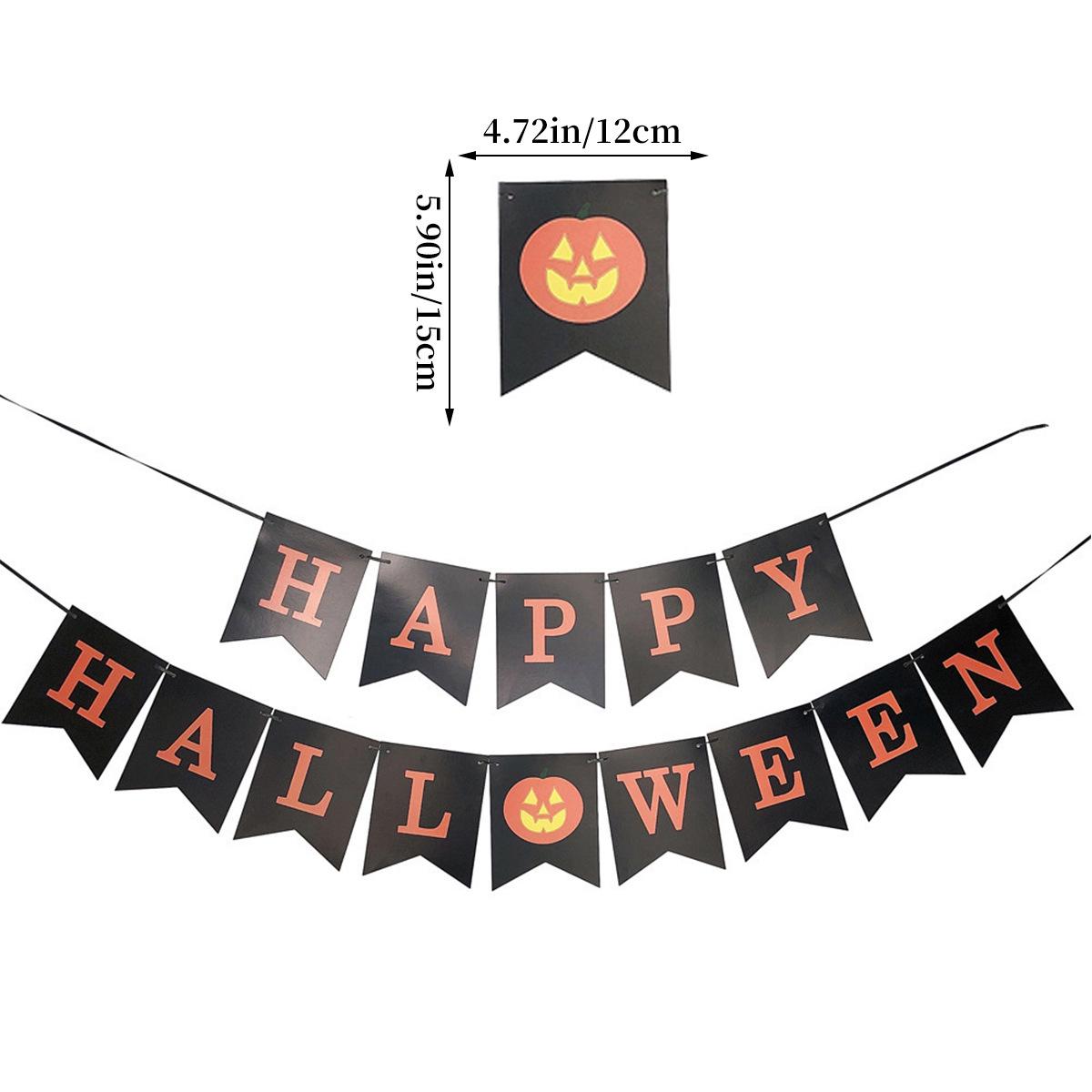 

Happy Halloween Party Decoration Banners School Shopping Mall Decoration Cartoon Flag Halloween, pumpkin letter trumpet flag