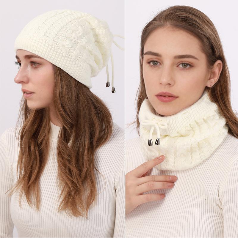 

Зимняя теплая веревка для подтягивания шеи, двойная вязаная шапка для женщин One Size