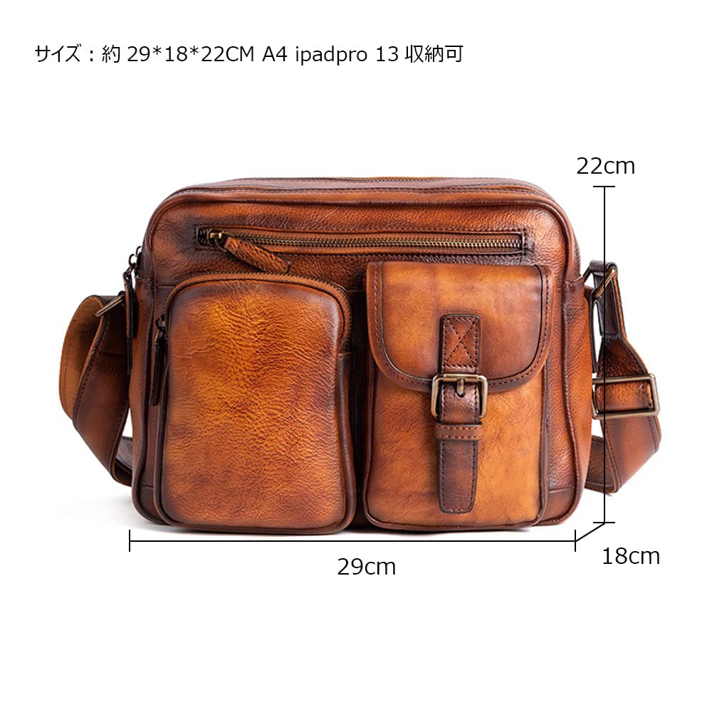 Geantă de Umăr din Piele Naturală de Vacă Tăbăcită Stil Antichitate Whatna pentru Bărbați, Geantă Messenger, Geantă Mică de Afaceri cu Două Compartimente, Mărime A4, Perfectă