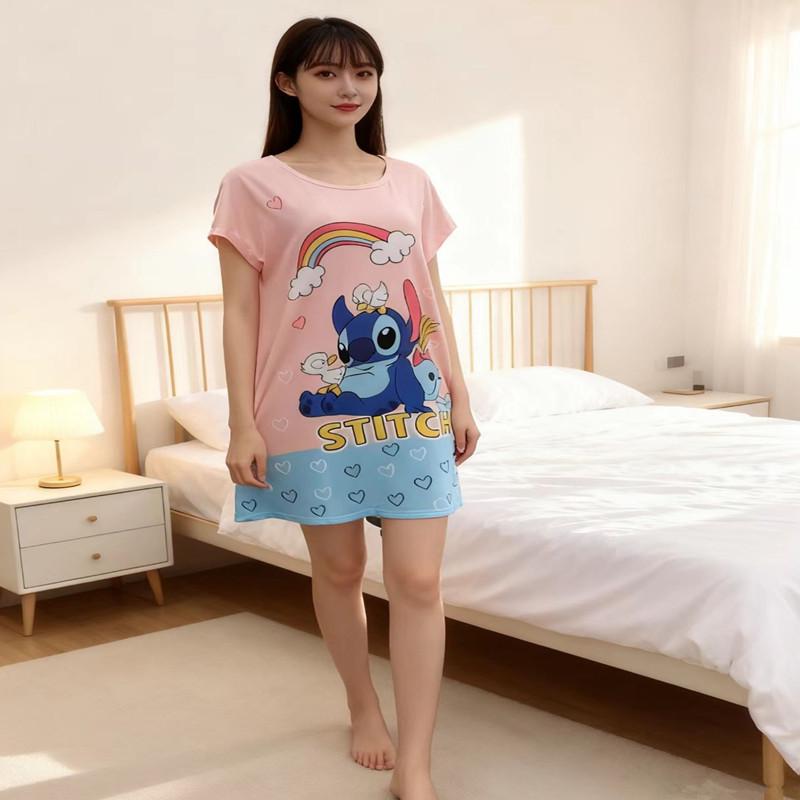 Women's Cute Summer Cartoon Pajamas: Loose Nightgown Homewear
