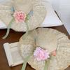 Breathable Vacation Beach Cap Flower Woven Sun Cap Solid Color Lafite Straw Hat  Carnival