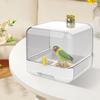 Bird Bath For Cage Pull-out Pet Bird Feeder 2 In 1 Transparent Bathtub Quick Cleaning Feeder For Yard Outdoors Deck Indoor