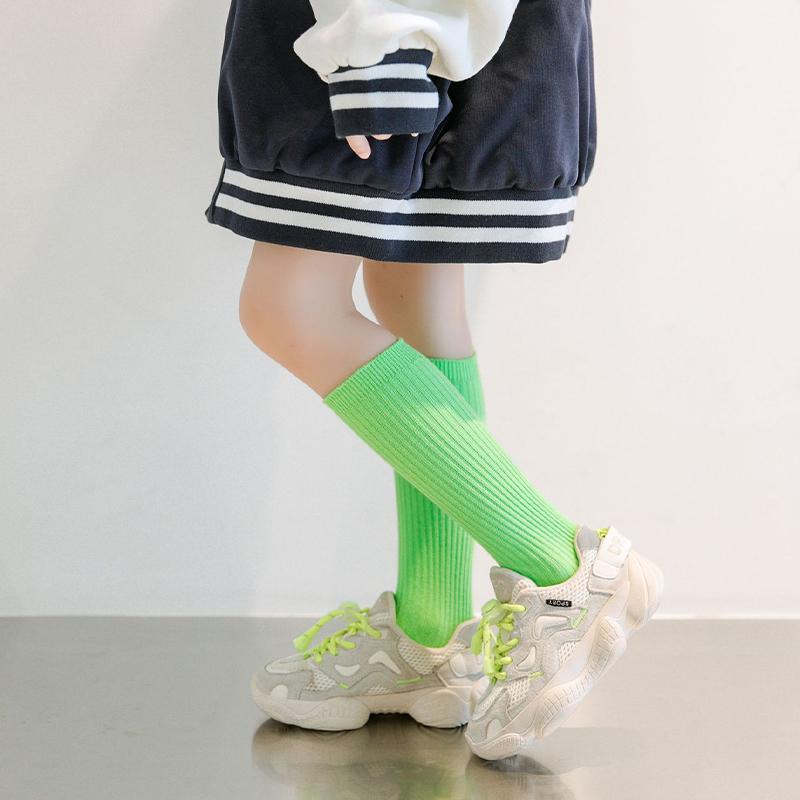 Kids Colorful Striped Knee High Socks 3-10 Years Boys Girls Dance Crew Socks Comfortable Breathable Cotton Tube Socks