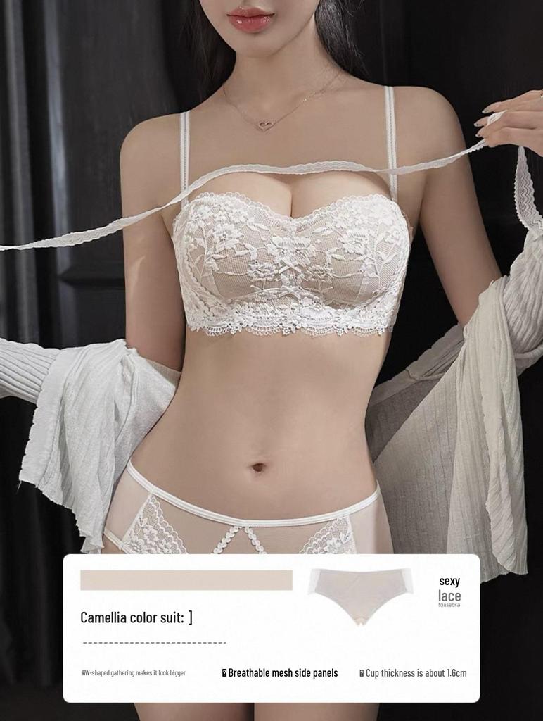 Set Reggiseno in Pizzo Wireless Francese 2025 per Donna: Valorizza il Seno Piccolo, Riduce il Grasso sui Fianchi, Solleva & Modella