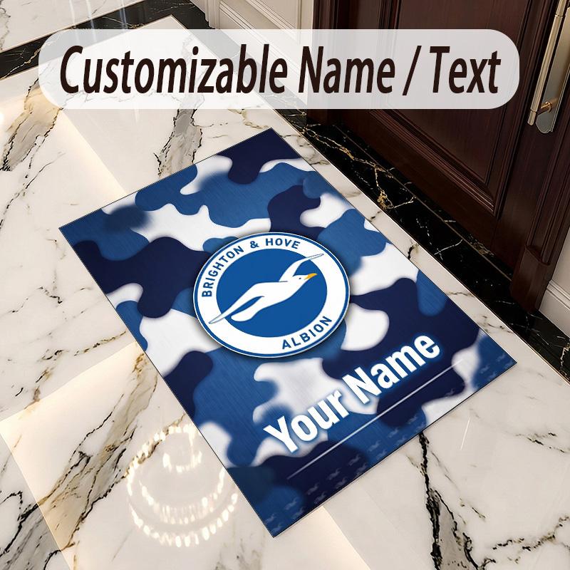 Crystal Velvet Rug Brighton & Hove Albion Football Print Custom Name Text Floor Mat Home Decor