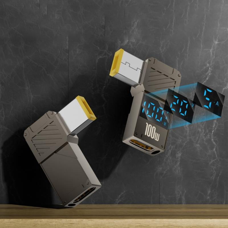 USB C auf Gleichstrom 100W PD Typ C Buchse auf Stecker Verbinder Mit Digitalanzeige für Monitore Spannungen Strom Leistung