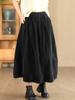 Johnature Woman Autumn Niche Elastic Waist Solid Color Casual A-Line Skirt Fashion Vintage Chinese Style Retro Skirt