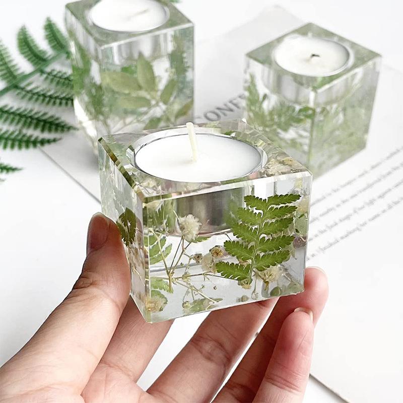 DIY Crystal Epoxy Resin Mold 3D Rectangles Ornaments Candle Holder Candlestick Mirror Silicone Molds Aromatherapy Mold Making