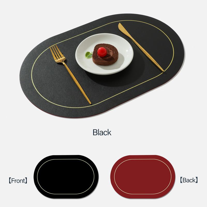 Faux Leather Placemats Set of 6 Double-Sided Color Oval Design Home Decor Kitchen Dining Table Placemats Heat Resistant pad