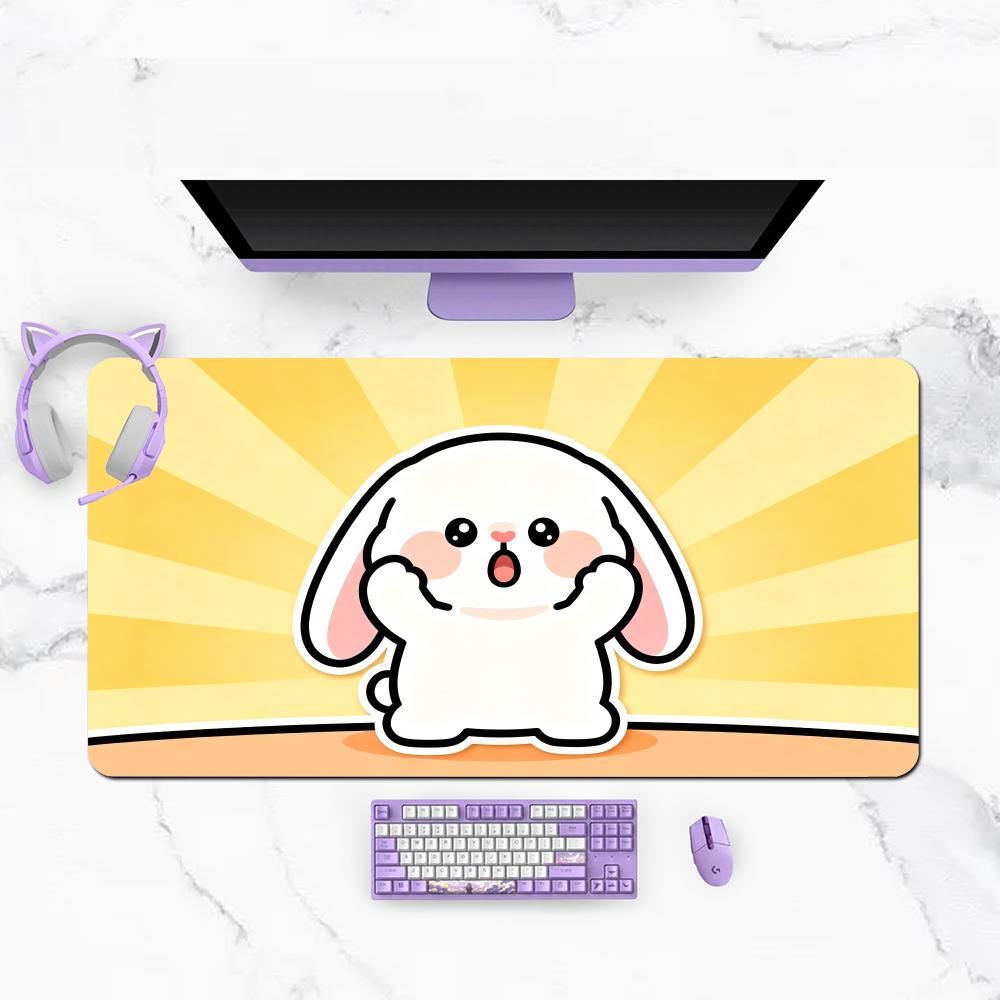 Cute Cartoon White Goose Design Large Size Playmat Natural Rubber Nonslip For Laptop Office Desktop Bedroom Gaming