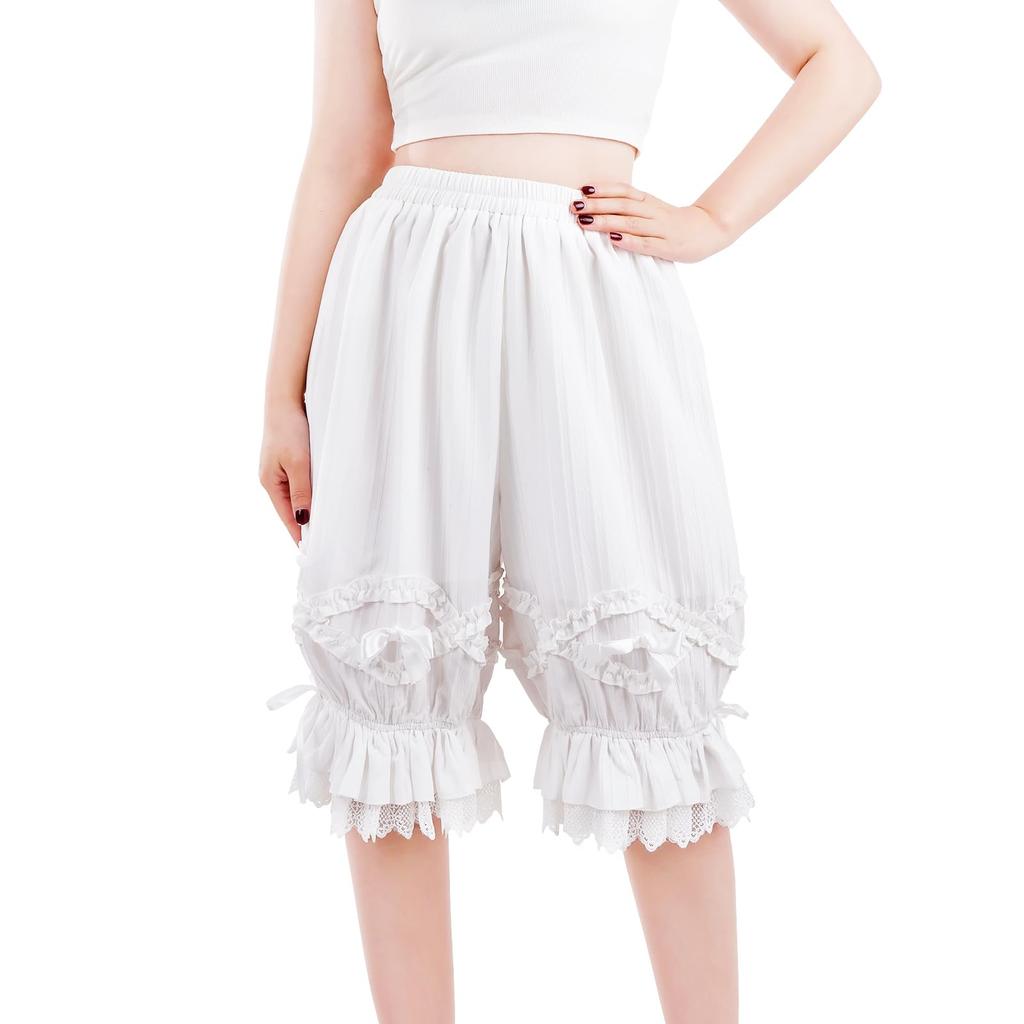 Lolita Pumpkin Heat Cold Innerwear White Ribbon [NOKIJP] Women's Pants, Drawers, Pettipants, Petticoat, Protection, Loungewear, Protection, Show-off