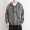 Men's Autumn/Winter Loose Hooded Pullover - Solid Color Knit Sweater