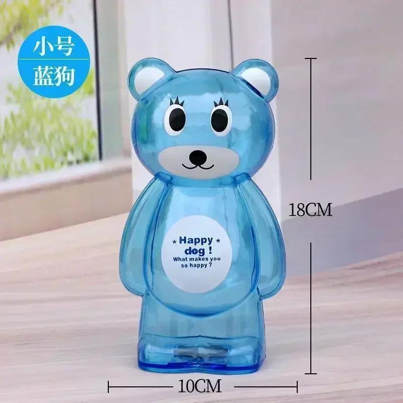 Creative Little Bear Piggy Bank Transparent Coin Paper Money Saving Box Cute Safe Deposit Box Kids Holiday Gift Desktop Decor