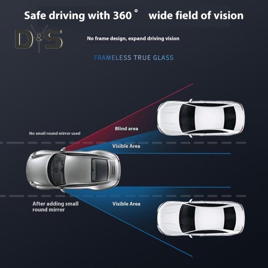 Adjustable Car Blind Spot Mirrors Wide-Angle View Frameless Design Universal Fit Simple Installation 360-degree Rotatable Convex Mirror