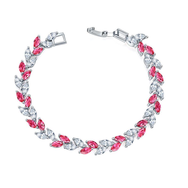 Colorful Crystal Willow Leaf Bracelet Women'S Niche Design Bracelet Bracelet Jewelry Zircon