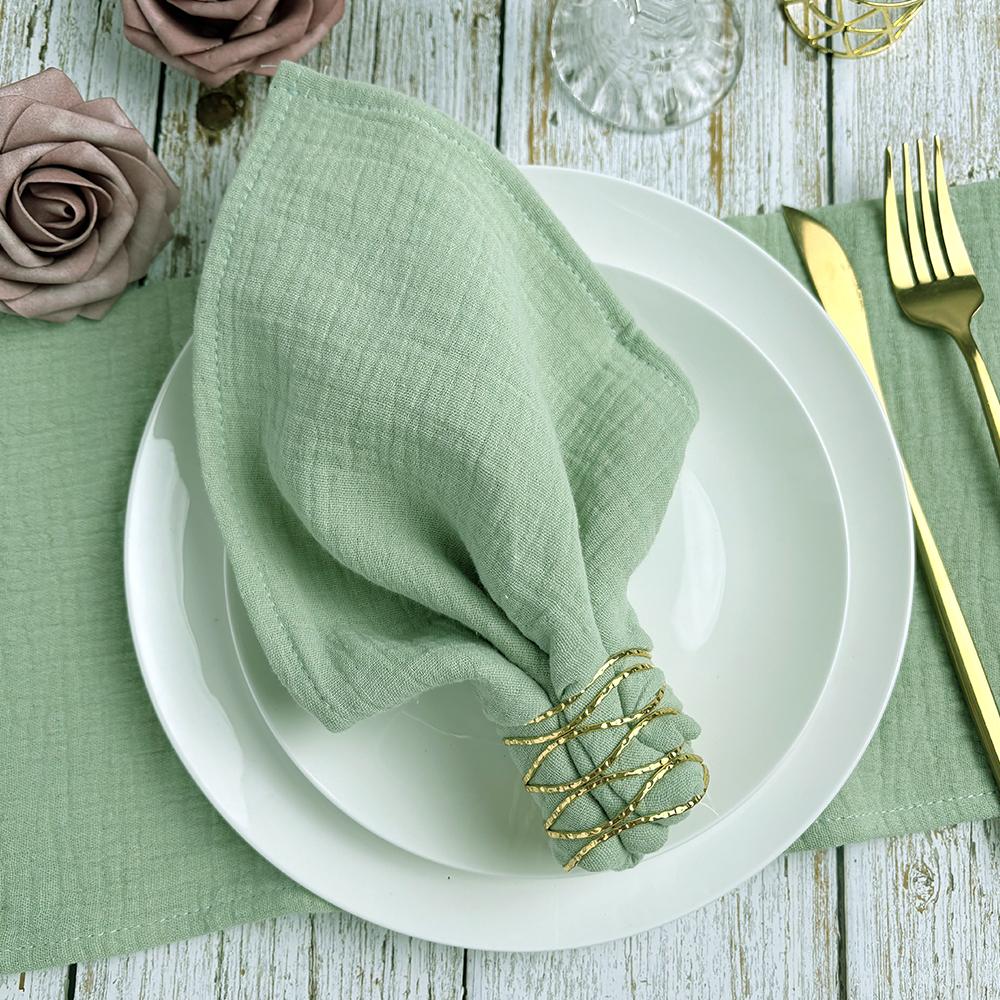10PCS Cloth Napkins Boho Gauze Washable Cotton 16X16Inches for Wedding Baby Shower Bridal Shower Dinner Tea Party Easter Decorat