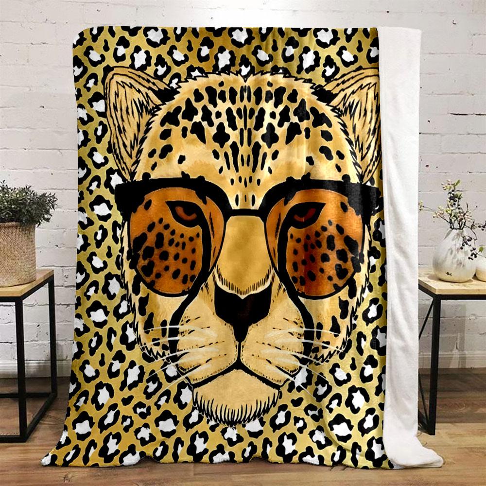 Cool Cheetah with Sunglasses print blanket soft and cozy perfect for the living room bed sofa or a nap,gift