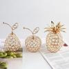 Metal Fruit Figurine Rhinestone Crystal Pear Ornament  Wedding Miniatures Gifts