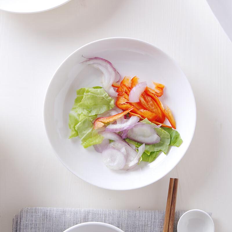 COKRSUPE 8-Inch Pure White Ceramic Deep Dinner Plates