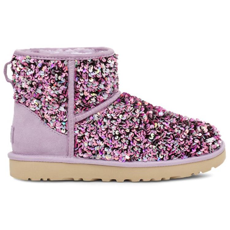 UGG Classic Mini Stellar Sequin Snow Boots Purple Women's 1112515-LFST