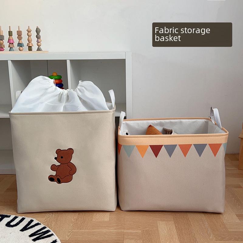 Large-Capacity Cartoon Fabric Storage Box for Toys & Clothes - Dustproof & Portable Wardrobe Organizer
